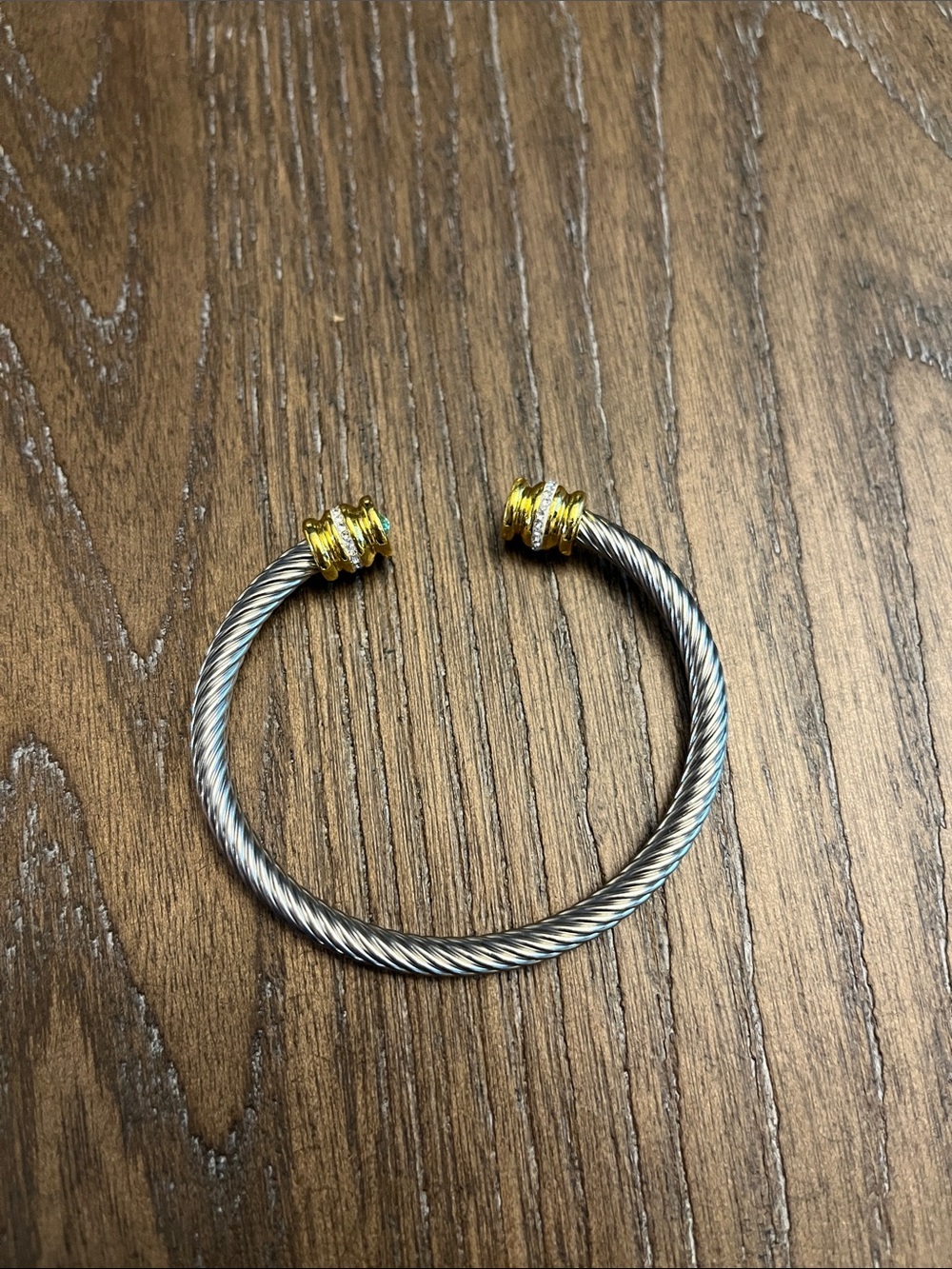 Twisted Cable Cuff Bracelet with Gold Accents